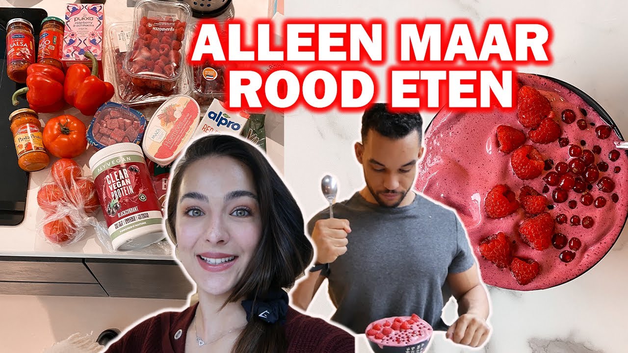 24 UUR ALLEEN MAAR *ROOD VOEDSEL ETEN! - Food Challenge