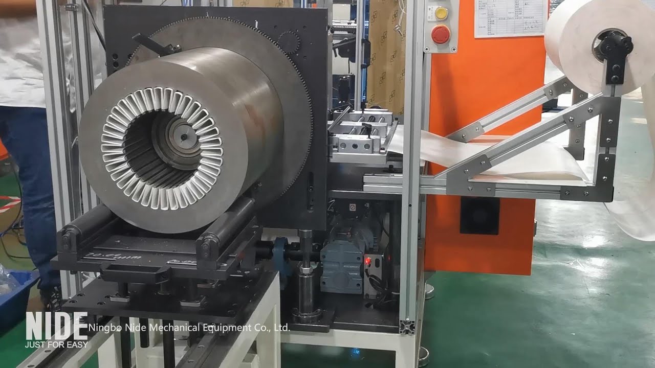 Large horizontal stator slot paper inserting machine - Deep water pump motor manufacturing