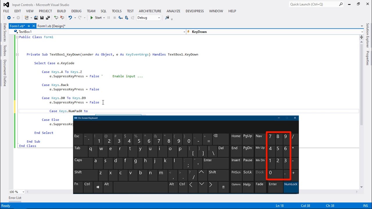 KeyDown - textbox Event USING VB.NET