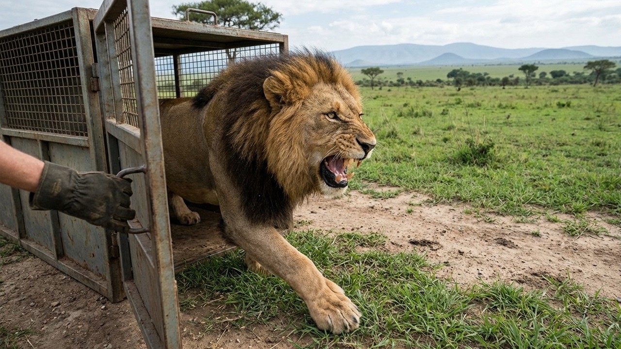 A Lion Freed After 10 Years Cries — 5 Minutes Later, Something Incredible Happens