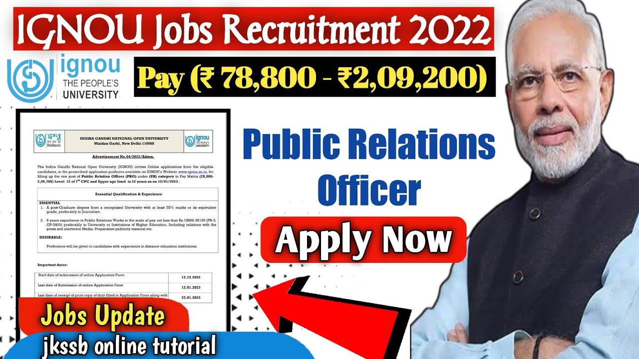 IGNOU Jobs Recruitment 2022 || Goverment jobs 2022 || jkssb online tutorial