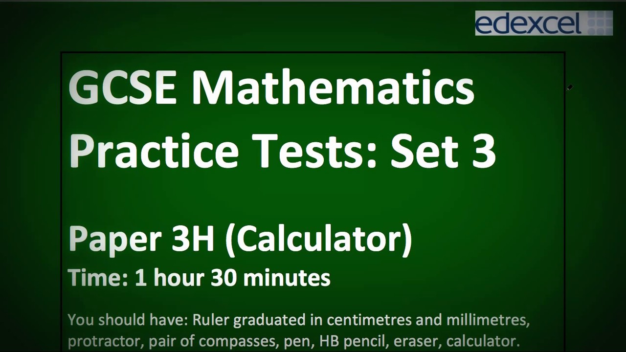 Edexcel New Maths GCSE (9-1) Practice Set 3, Paper 3H