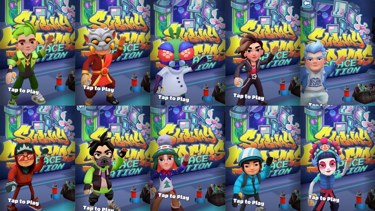 All World Tour Characters In Subway Surfers Space Station - By Ricardito