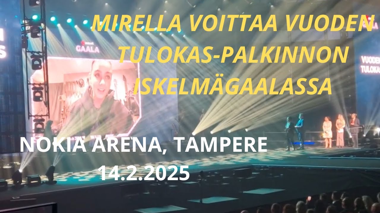 Mirella voittaa Vuoden Tulokas-palkinnon Iskelmä Gaalassa 14.2.2025