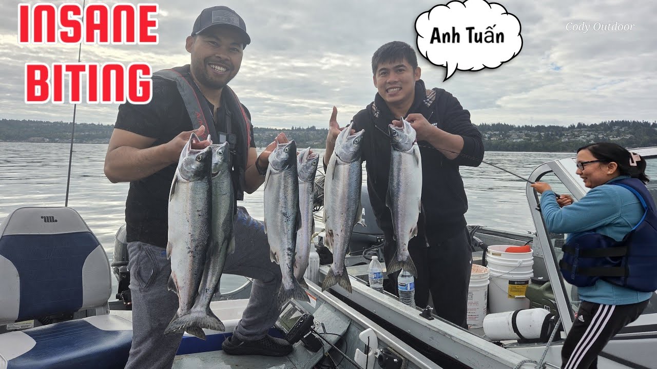 INSANE! Aggressive Biting Salmon Fishing & crabbing 