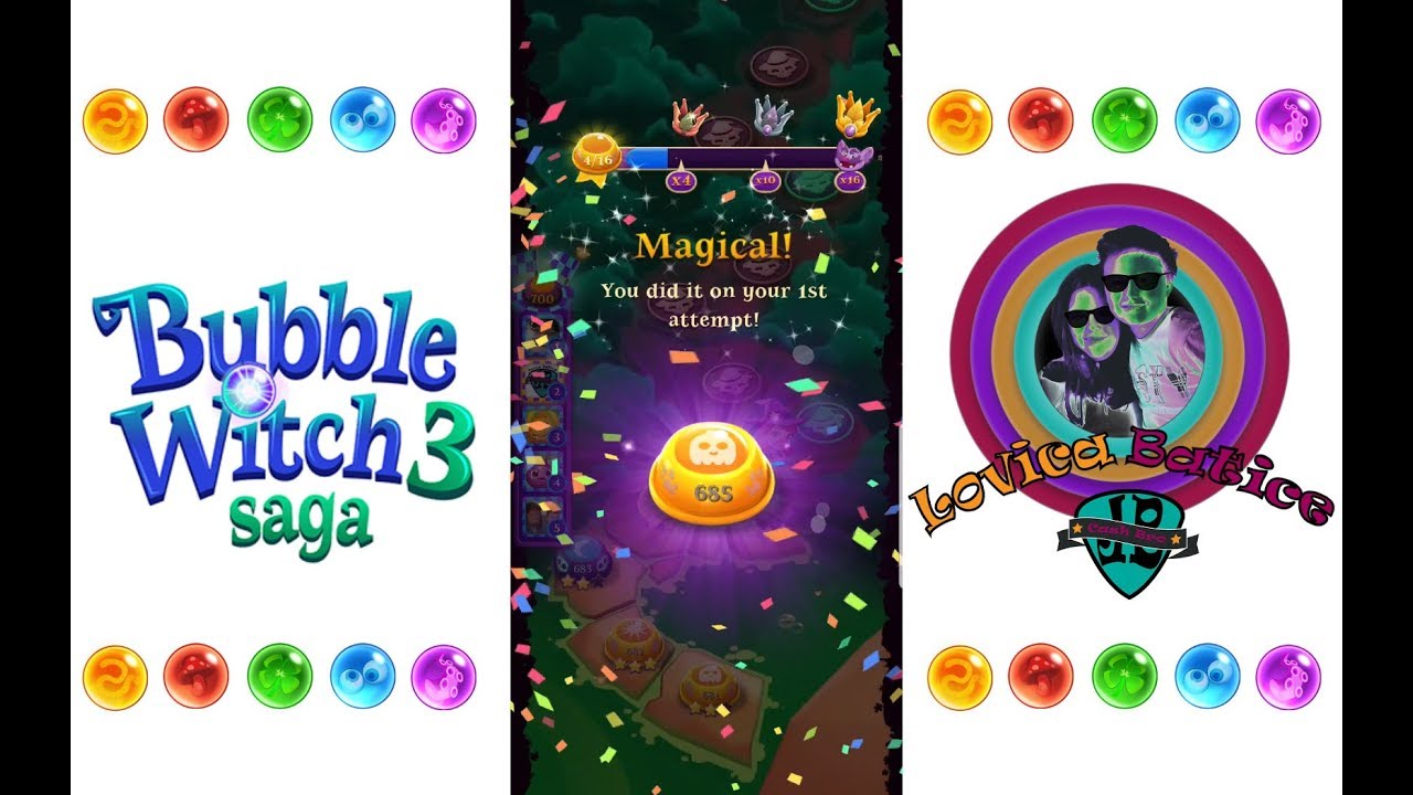 Bubble Witch Saga 3 - Level 681 - 685 - Gameplay