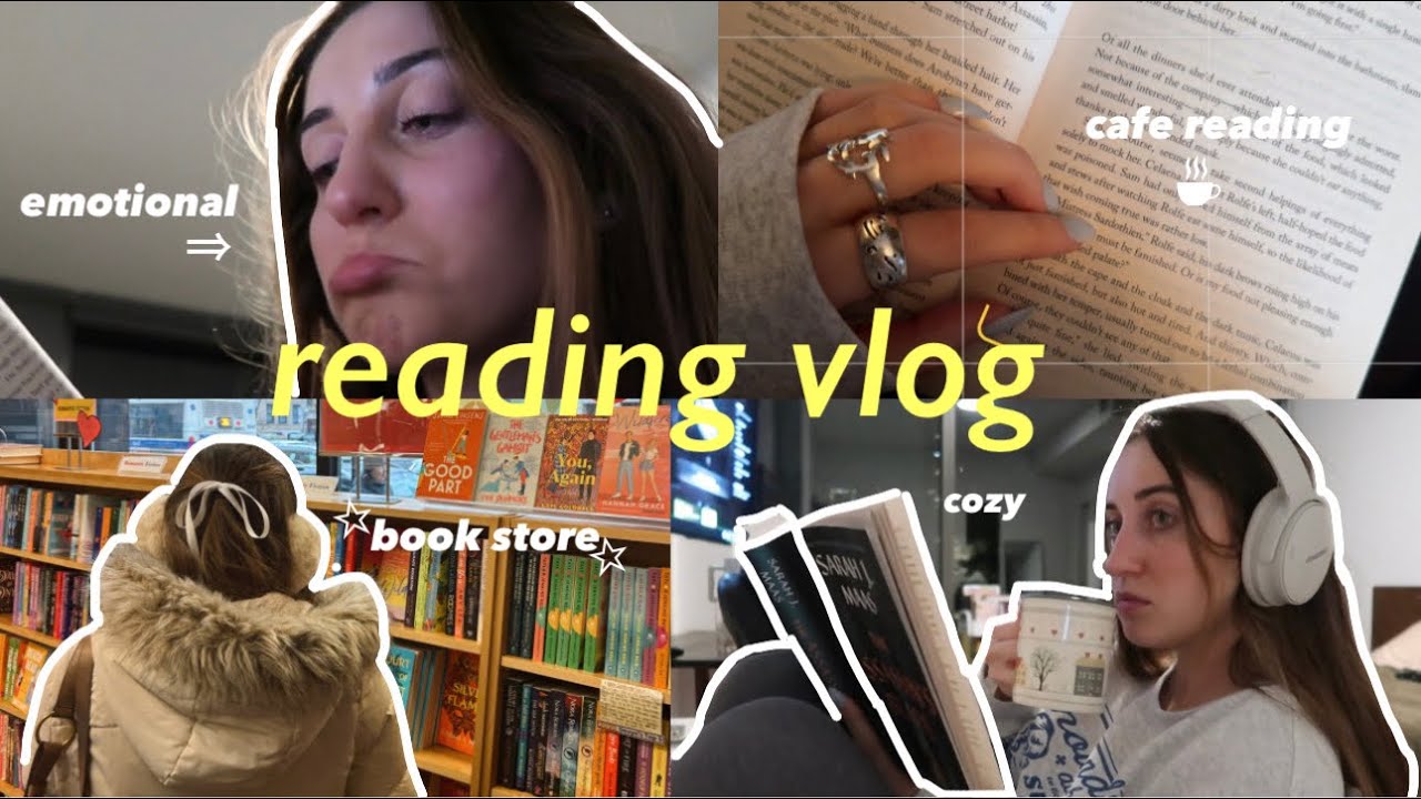 reading vlog - cozy cafe reading, bookstore run, reading with friends!