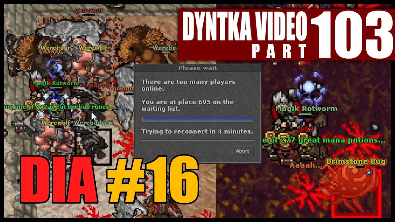 Dia #16 - Znowu kolejki!? Pierwszy 2x EXP i SKILL | Tibia - DIA - Dyntka Video odc. 103