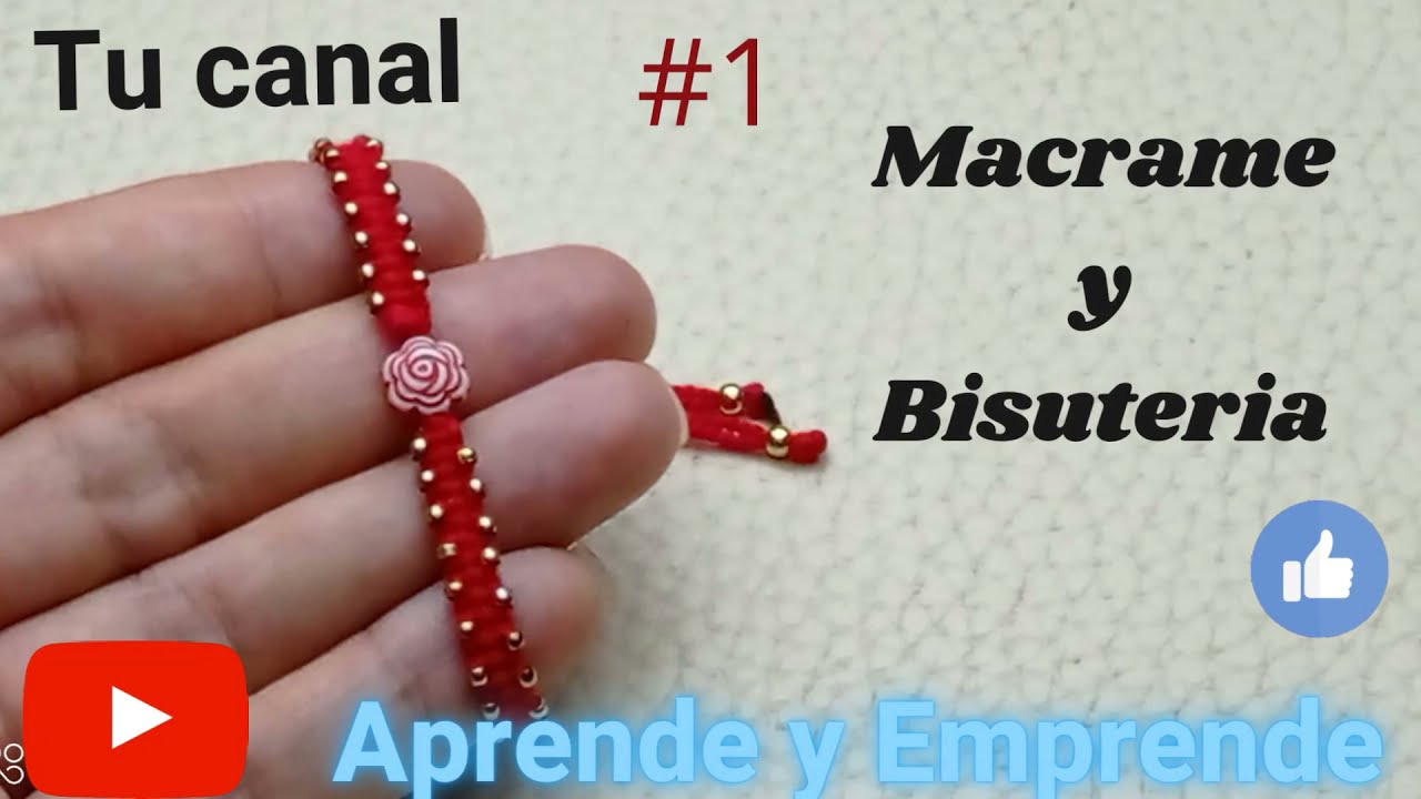 Pulsera hermosa con tejido plano y cuencas decorativas y rosa