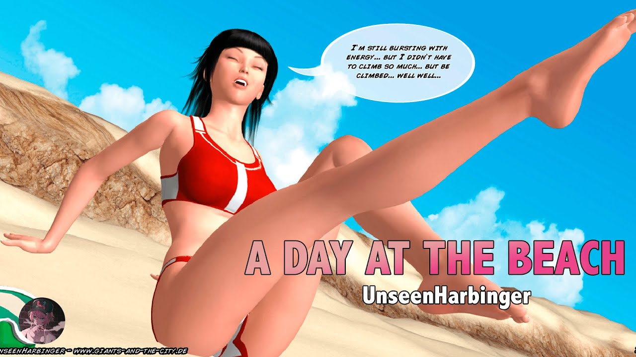 Janine (A Day at the Beach) - Giantess Comic | MrGiantess