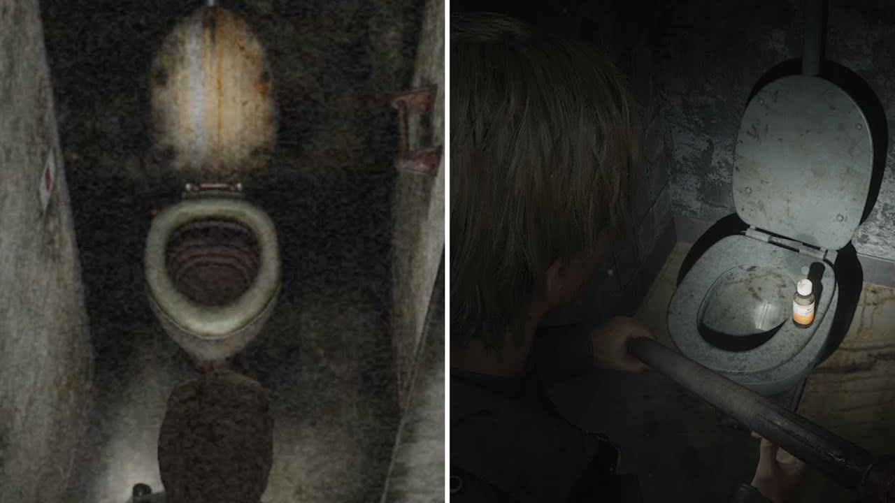 The women's bathroom at the prison (Silent Hill 2: Enhanced Edition / remake comparison)