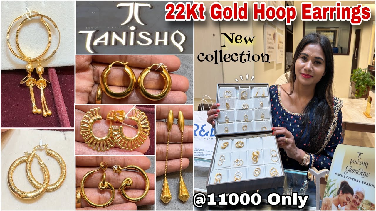 Tanishq Gold Hoop Earrings Designs 1.57Gm Starts🔥|Gold Earrings Designs & Price| Tanishq Jewellery|