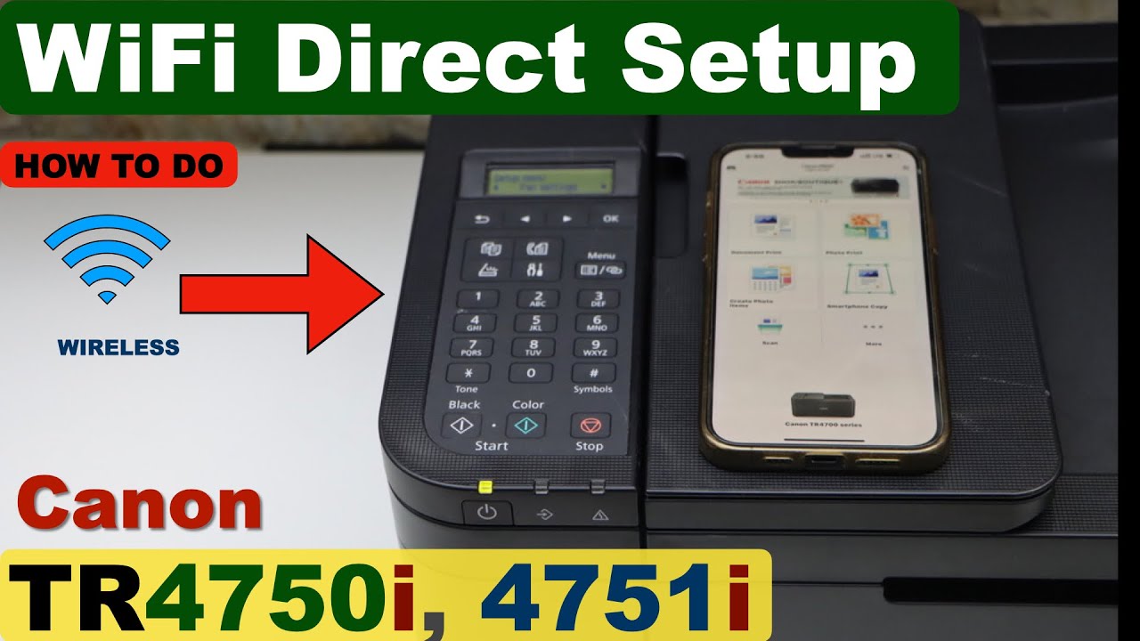Canon Pixma TR4750i, TR4751i WiFi Direct Setup, Wireless Direct Setup, Smart Phone Setup.