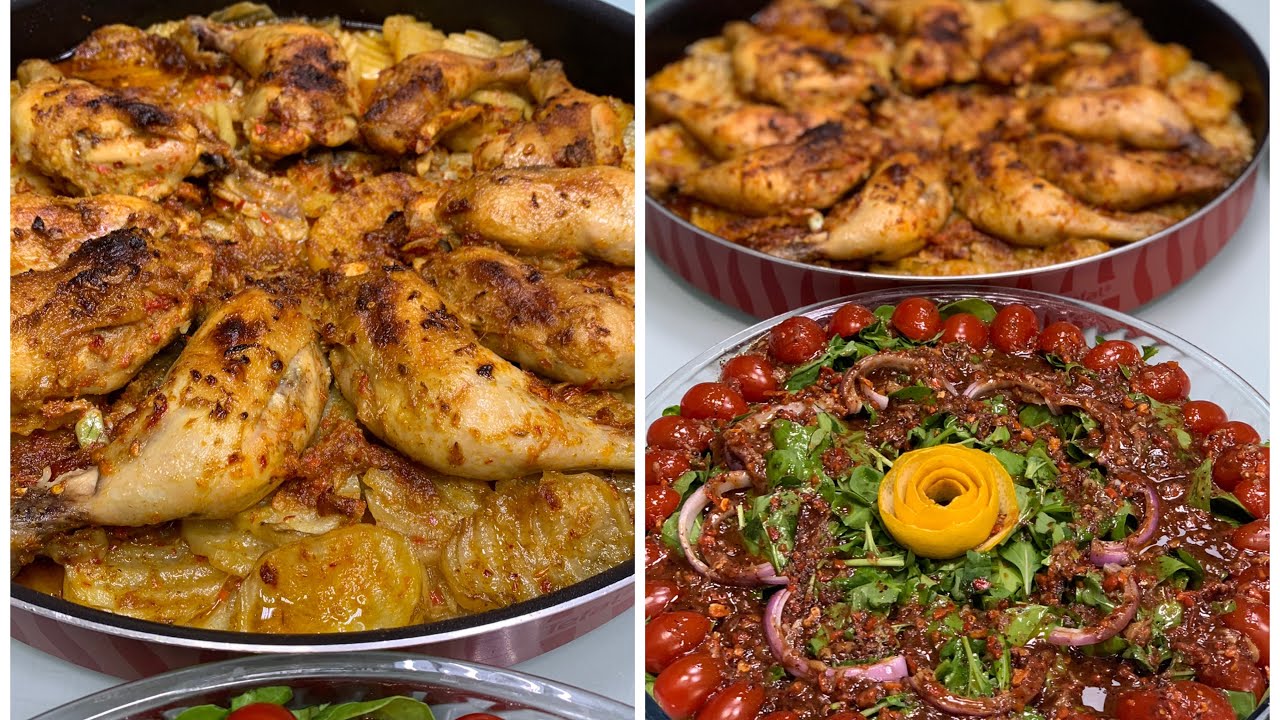 صينيه بطاطا بدجاج مع سلطه جرجير رووووعه وبأسهل طريقه بدون ميه نوع بهارات😍