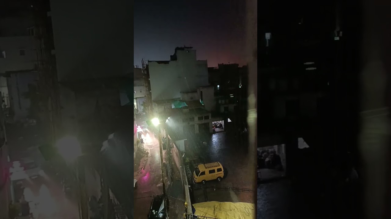 Night Rain Fall 🌧️ in Varanasi #beautiful #rainfall #explore #islamicmusic #music