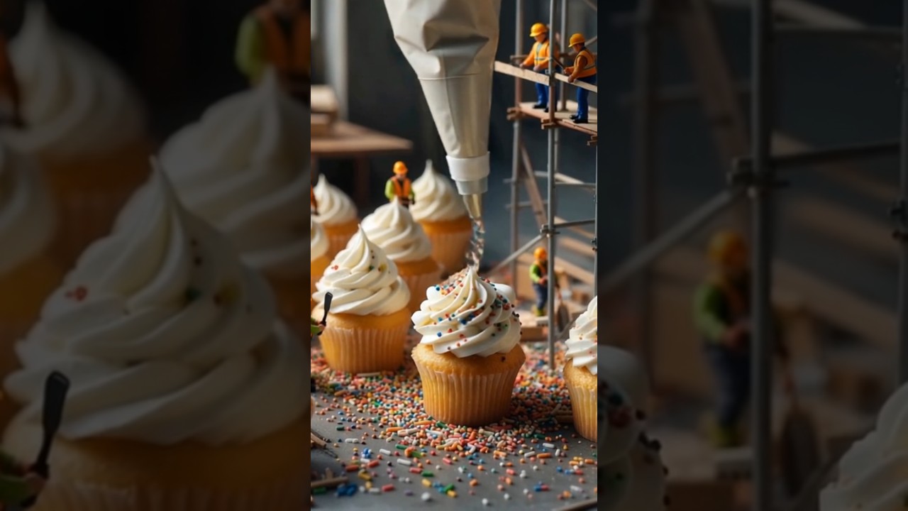 Cupcake mood: frosted, fabulous, and full of sprinkles 💖 #food #miniature #ai #aicooking #cupcake