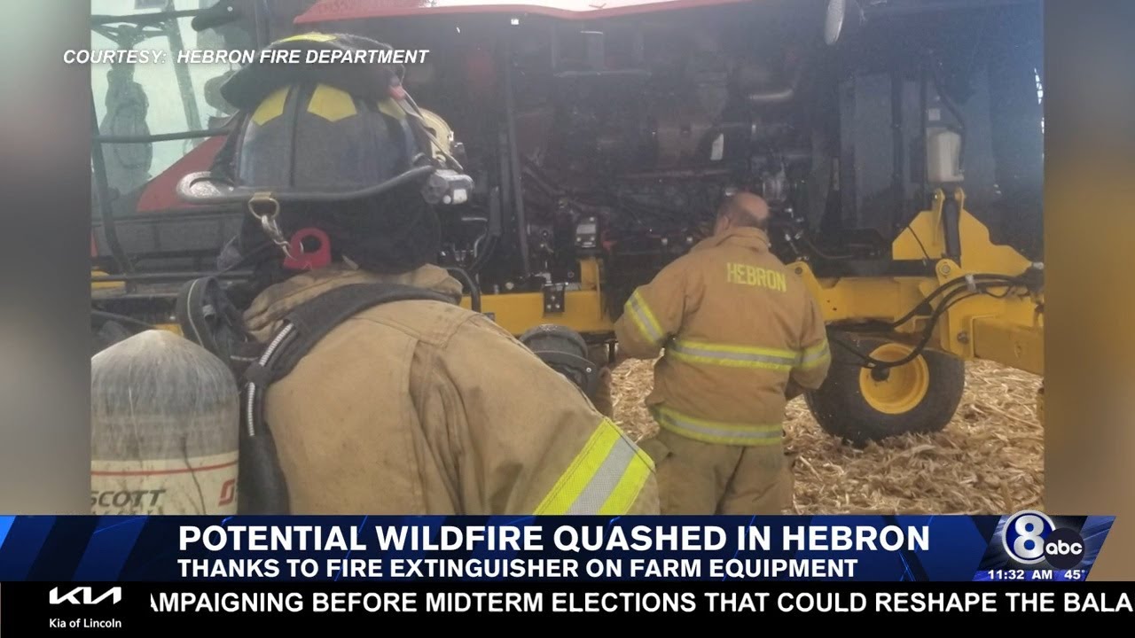 Fire extinguisher on farm equipment stops potential wildfire
