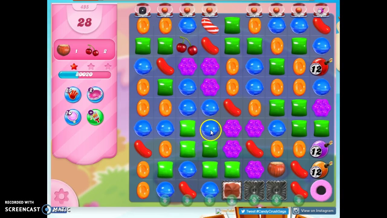 Candy Crush Level 495 Audio Talkthrough, 3 Stars 0 Boosters