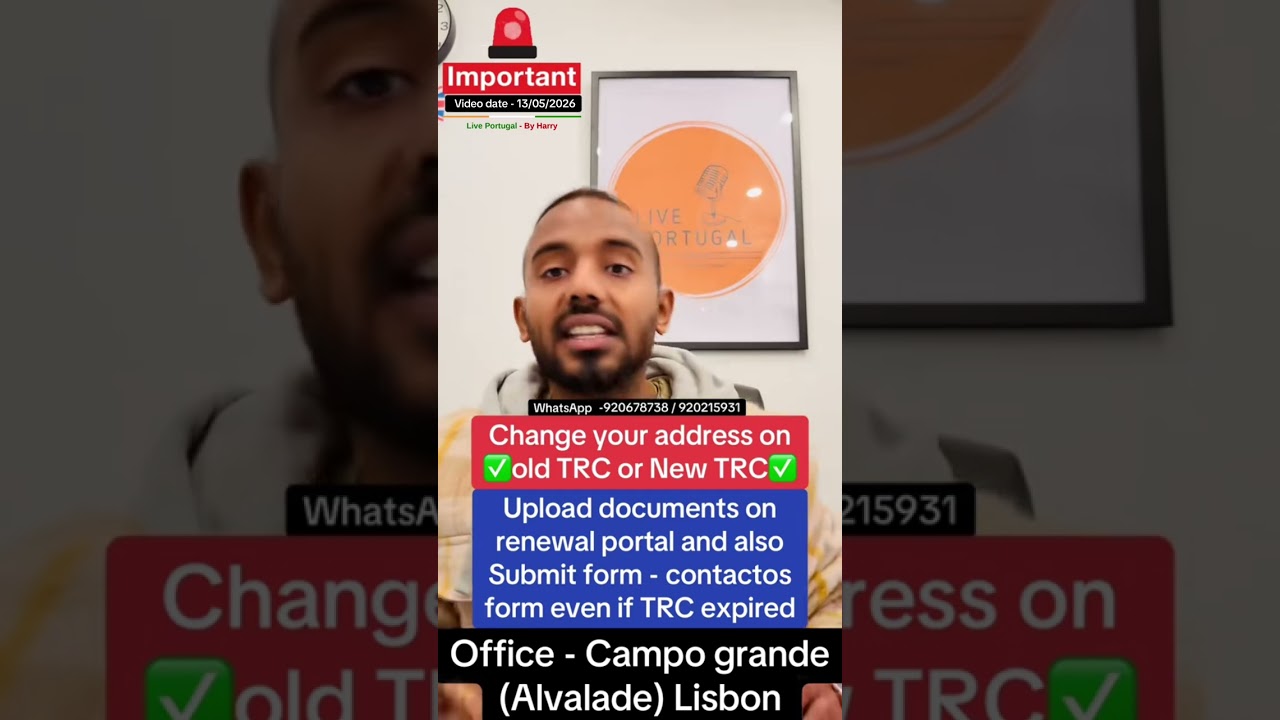 Change your address on Vold TRC or New TRC | &reg;Live Portugal By Harry | Advocate Harry |Portugal news