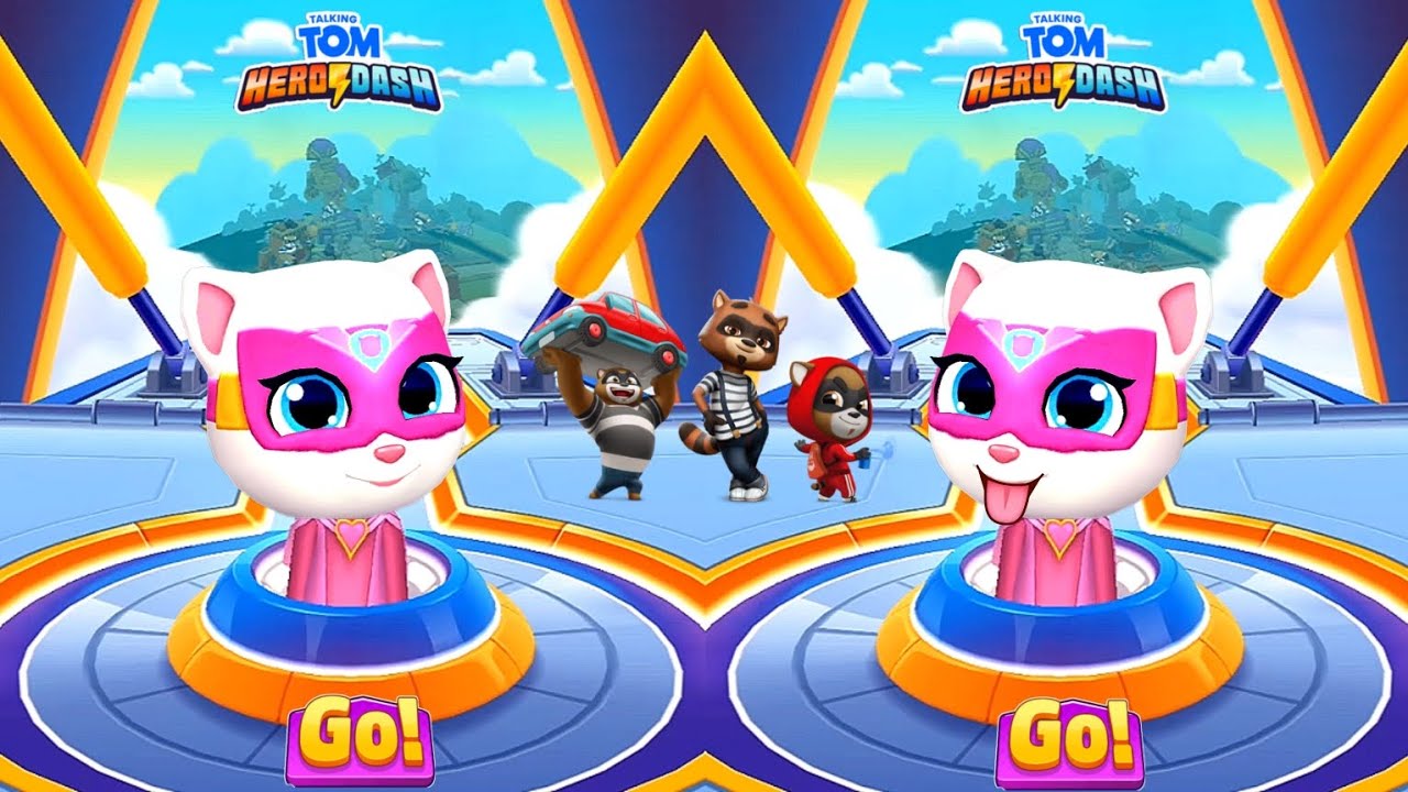 TALKING TOM HERO DASH & ANGEL vs CYBER RACCOON - NEW CHERECTER UPDATE - FIGHT AT ZOO - TOP GAMEPLAY