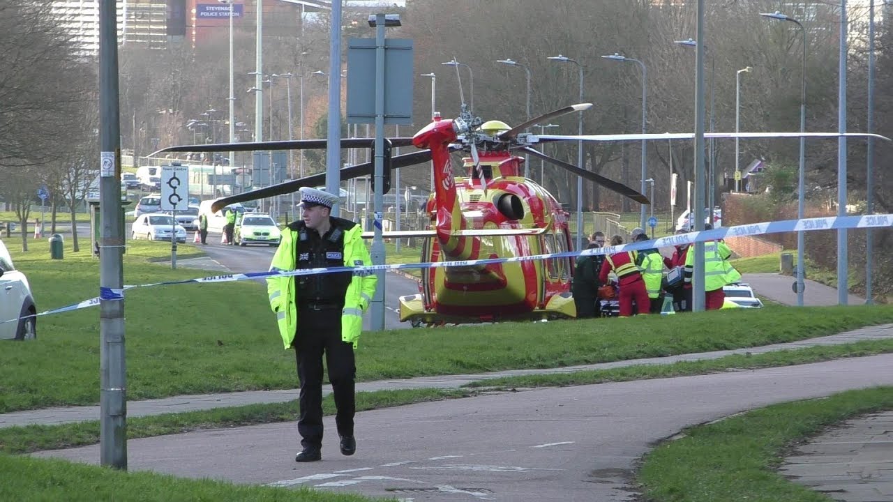Air Ambulance lands in Stevenage 17-1-18