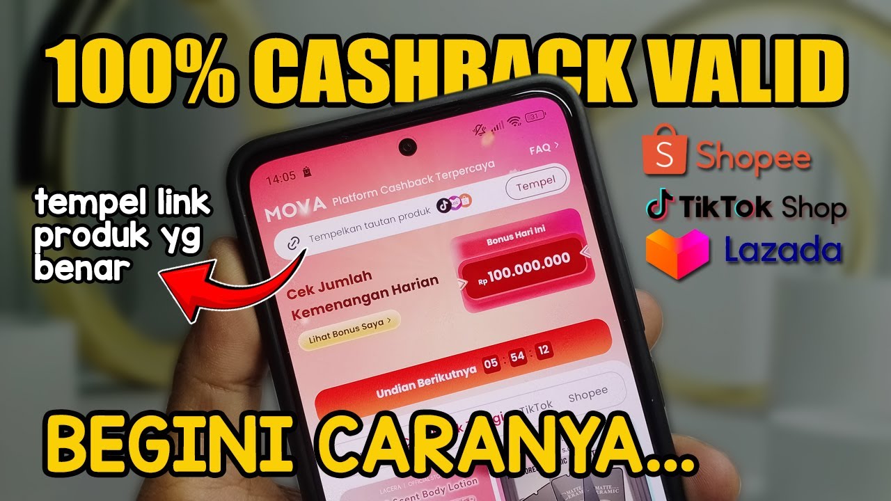 Cara Valid Dapat Cashback Shopee, Tiktokshop & Lazada di Aplikasi MOVA | BKD tutorials MOVA CashBack