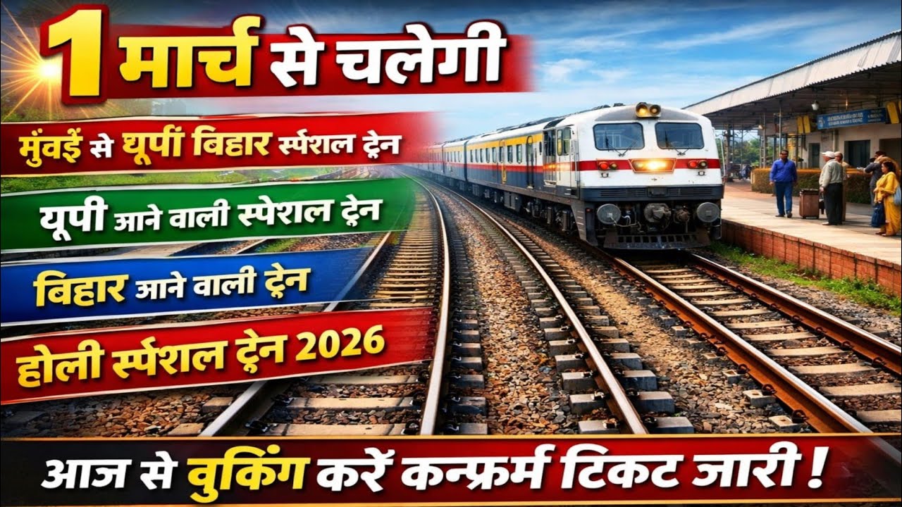 1 मार्च 2026 से चलेगी कई होली स्पेशल ट्रेन | मुंबई से यूपी बिहार स्पेशल ट्रेन बड़ी अपडेट
