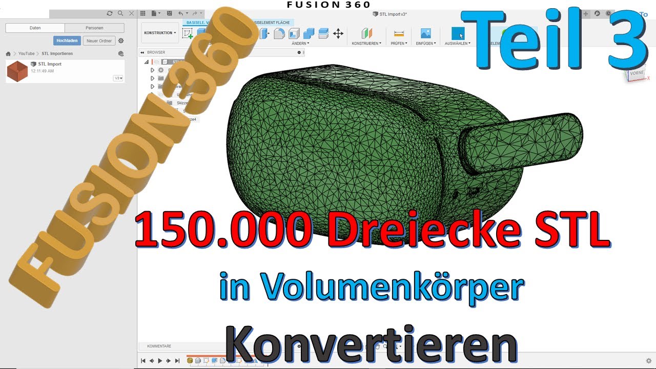 Fusion 360 Oculus STL mit 150.000 Dreiecke in Volumenkörper Konvertieren Teil 3 - Zep To