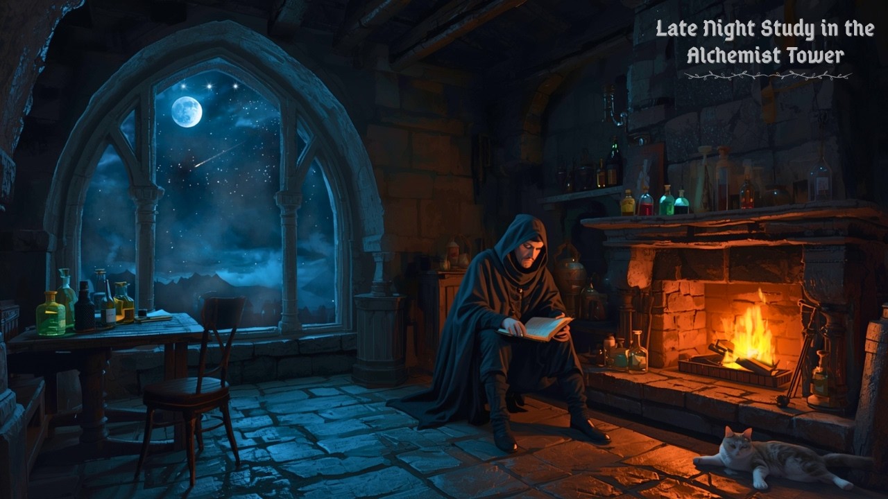 Late Night Study in the Alchemist Tower 🌙 | Fantasy Medieval Ambience  | Deep Focus Music