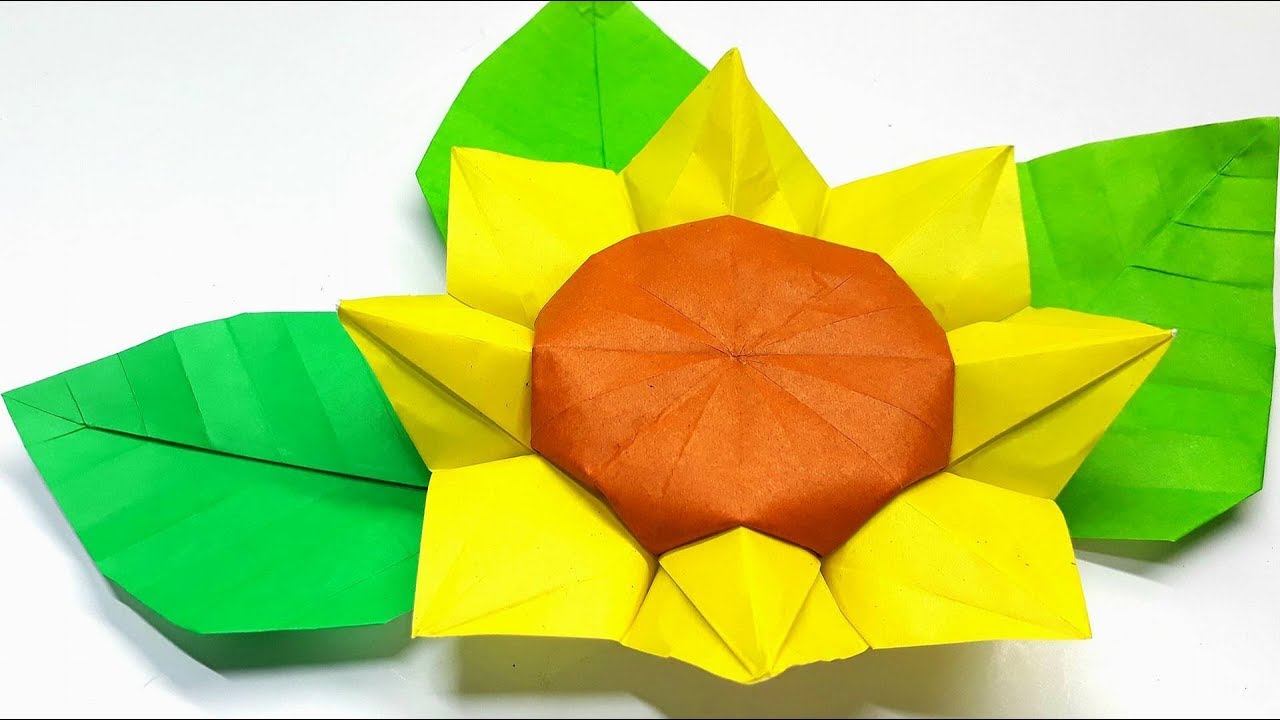 Origami Tutorial - How to fold an Easy 3D  Origami sunflower