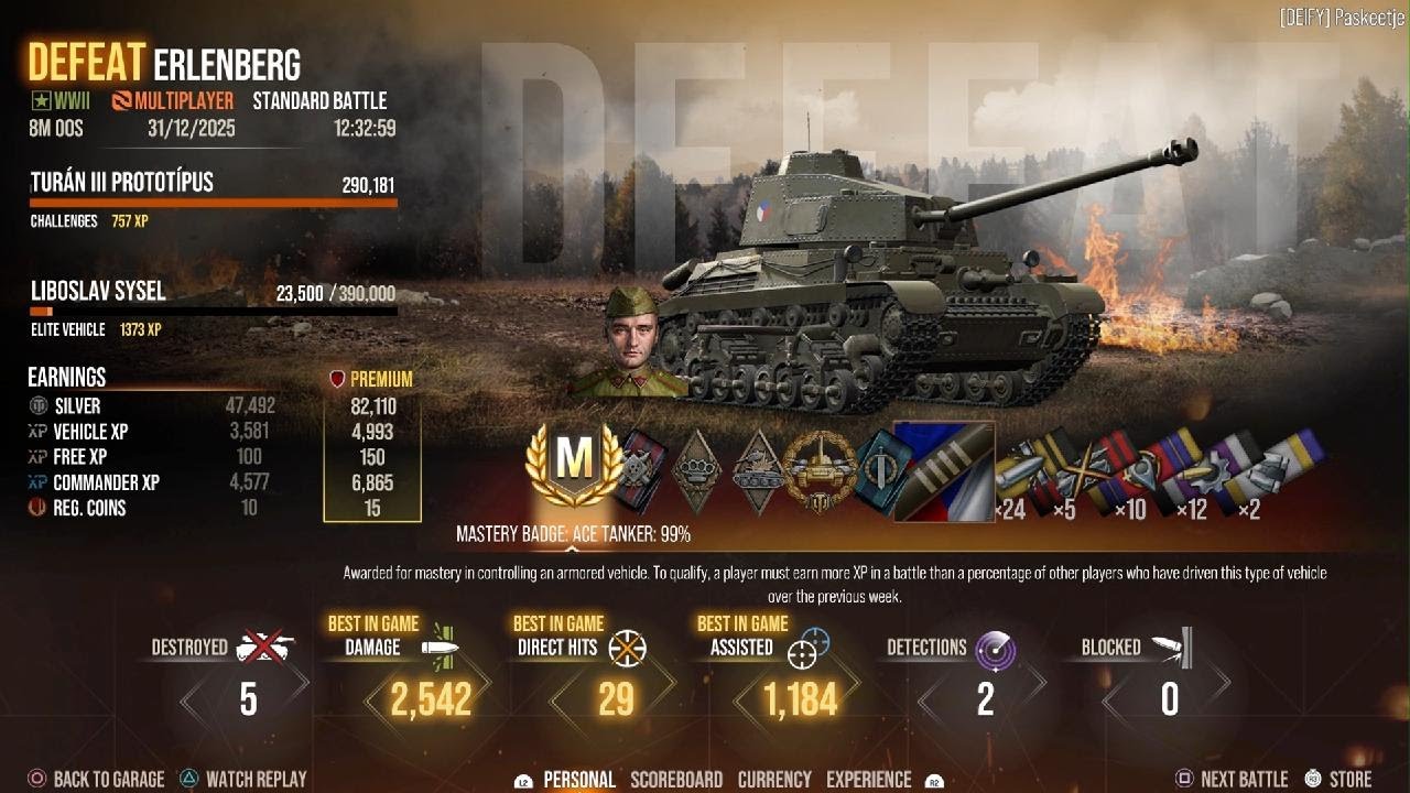 Turan III PT, Ace Tanker (#344), 5 Kills, 3.7k damage combined (WOT Modern Armor - Battle Tier: V)