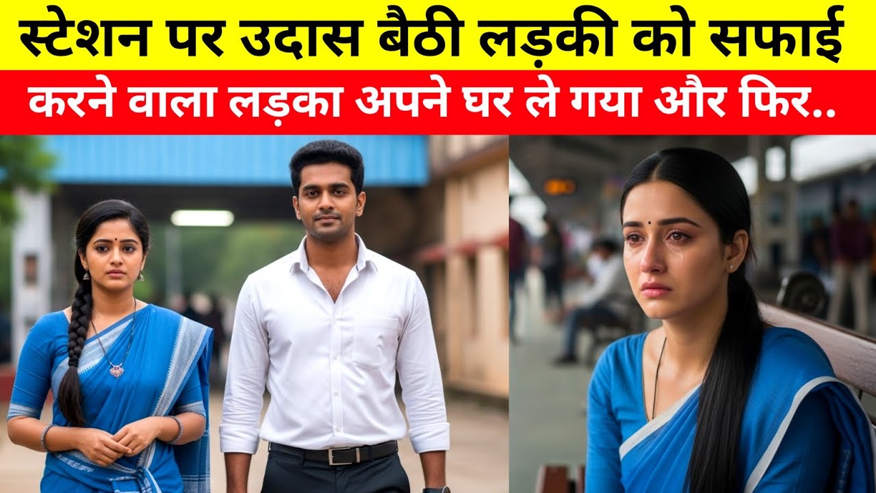 स्टेशन पर उदास बैठी || लड़की को सफाई करने वाला लड़का अपने घर ले गया || और फिर ||Emotional Story