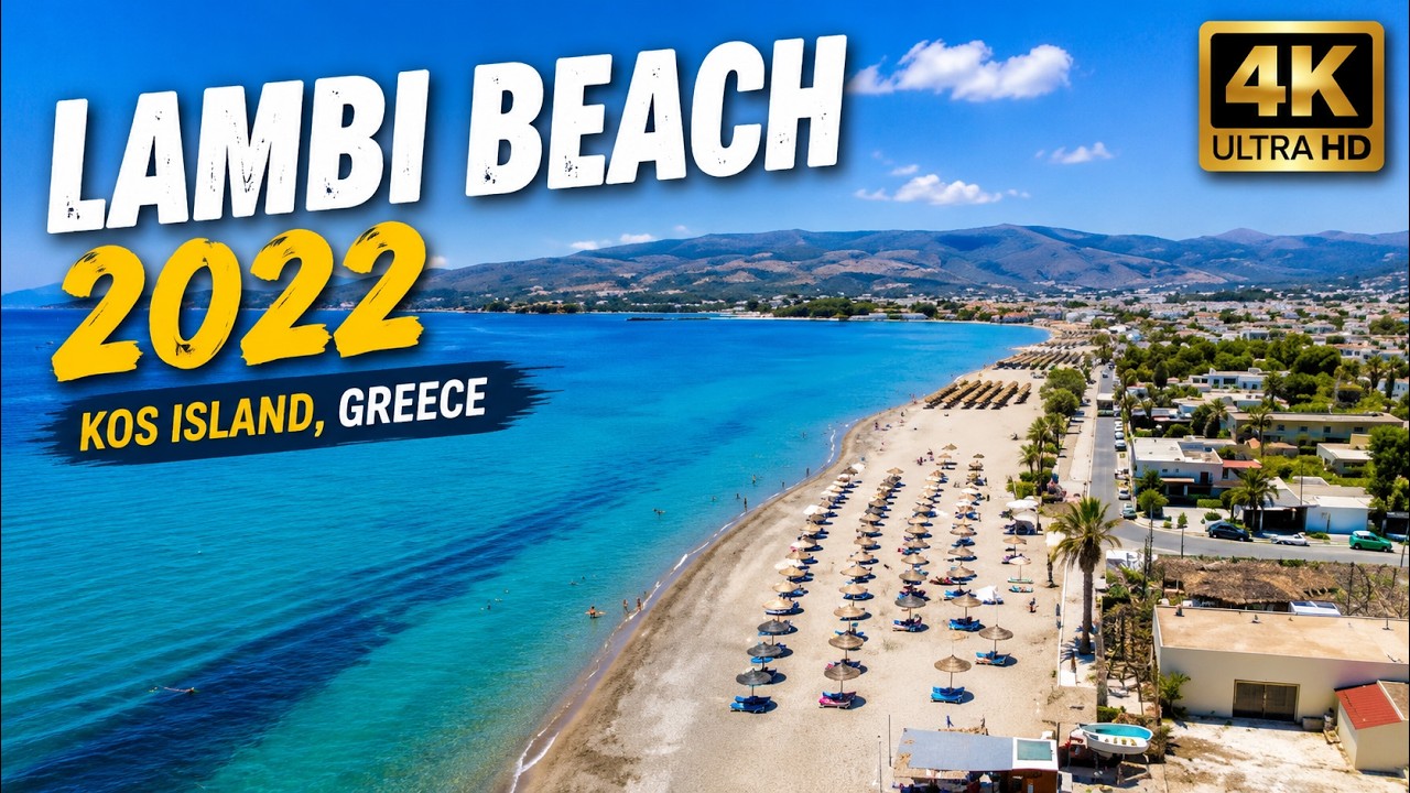 Lambi Beach 2022 on the island of Kos in Greece (4k)