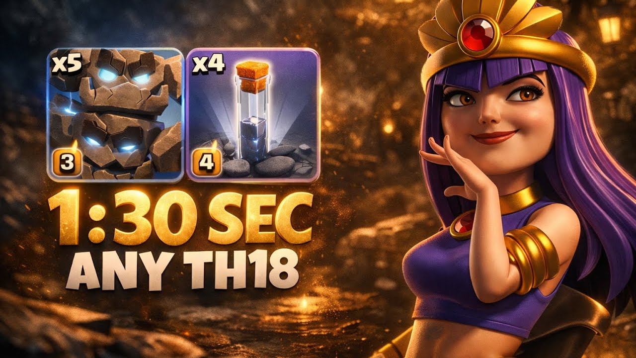 Атака на TH18 с помощью метеоритного голема и тотема в Clash of Clans | Лучшая стратегия атаки на...