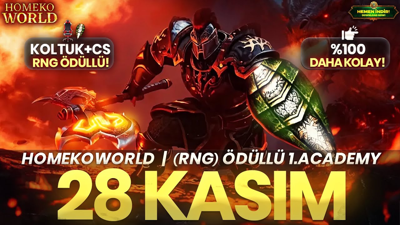 HomekoWorld (RNG) Ödüllü %100 Kolay 1.Academy 28 Kasım'da! | Oyuncu Koltuğu + CS Ödülü! | #hkw #ko