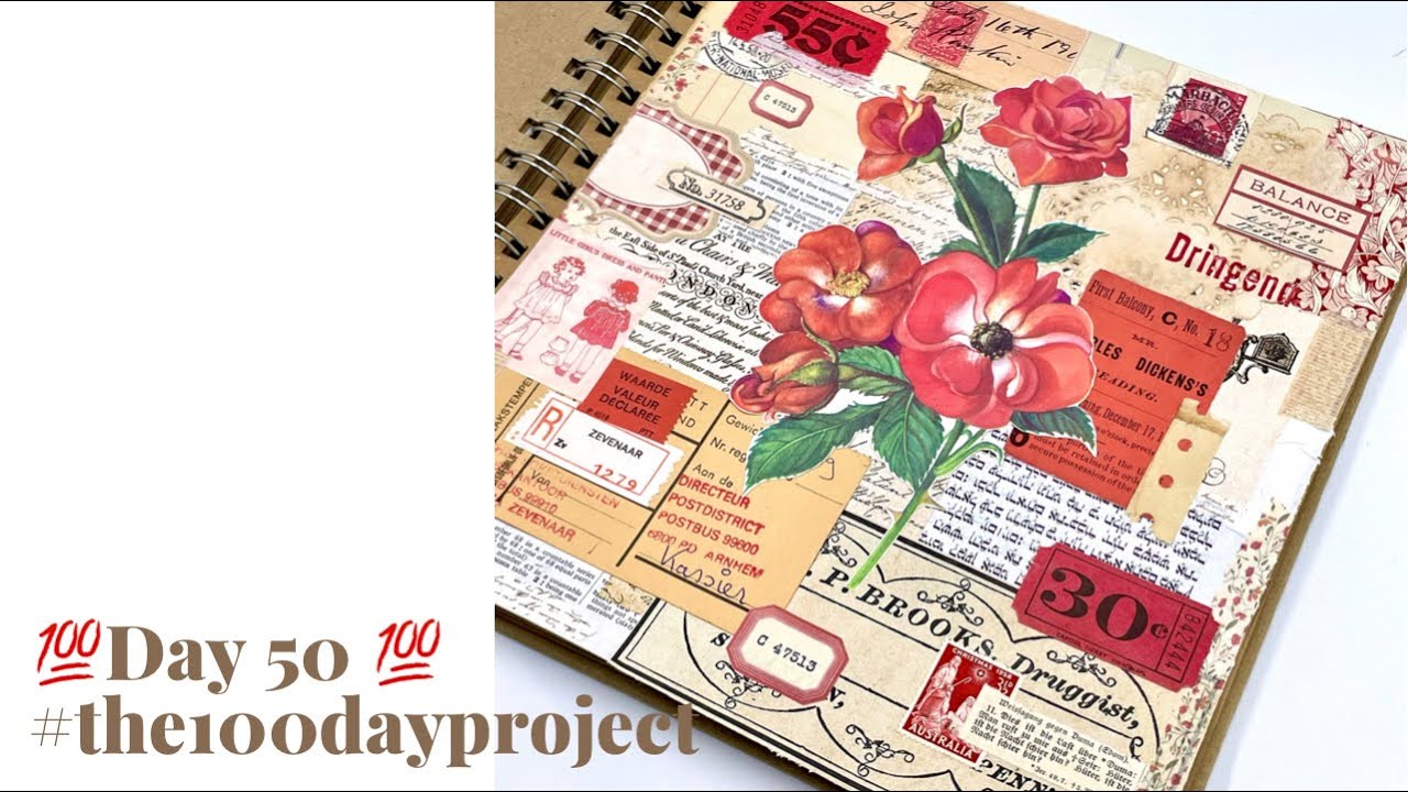 💯 Day 50 💯 “Craft with me” bright and colorful collage. And a craft supply haul.