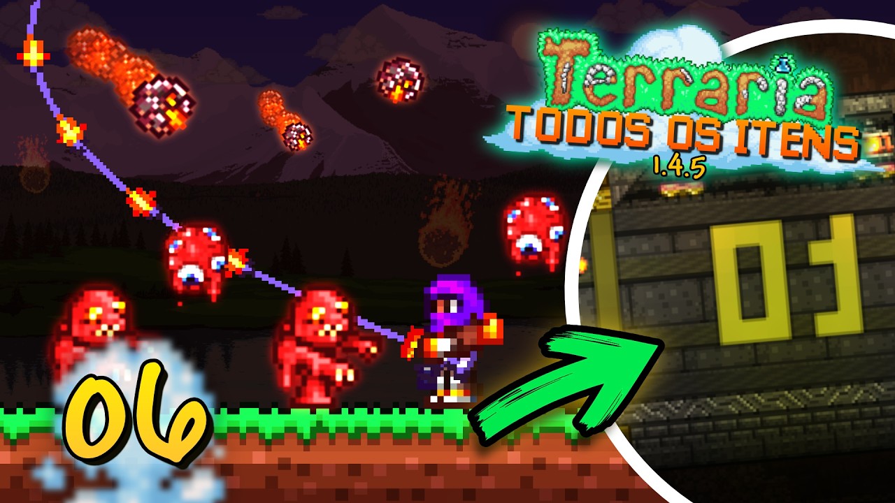 CHUVA DE METEOROS em meio a LUA SANGRENTA e CONSTRUÇÃO da PRIMEIRA VAULT - Ep. 6 #terraria #jogos