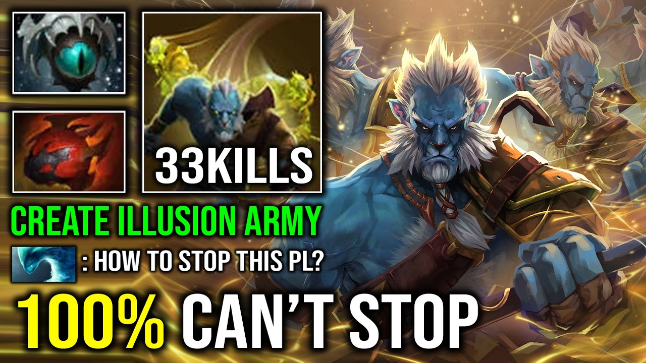 WTF 100% CAN'T STOP 33KILLS Create Unlimited Illusion Army Max Slotted Phantom Lancer Dota 2