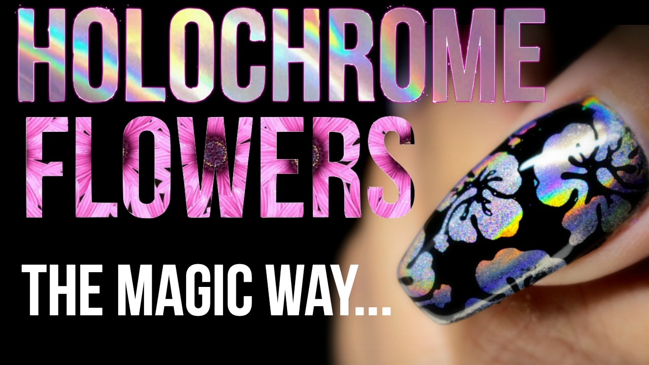 💿🌸HOLOCHROME MAGIC FLOWERS! NEGATIVE SPACE STAMPING🌸💿