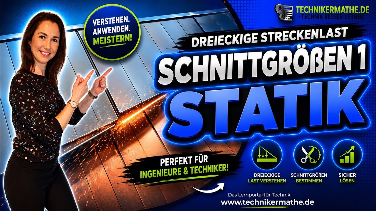 Schnittgrößen [dreieckige Streckenlast] - Auflagerkräfte (1/3) - Für Techniker, Meister und Azubis!