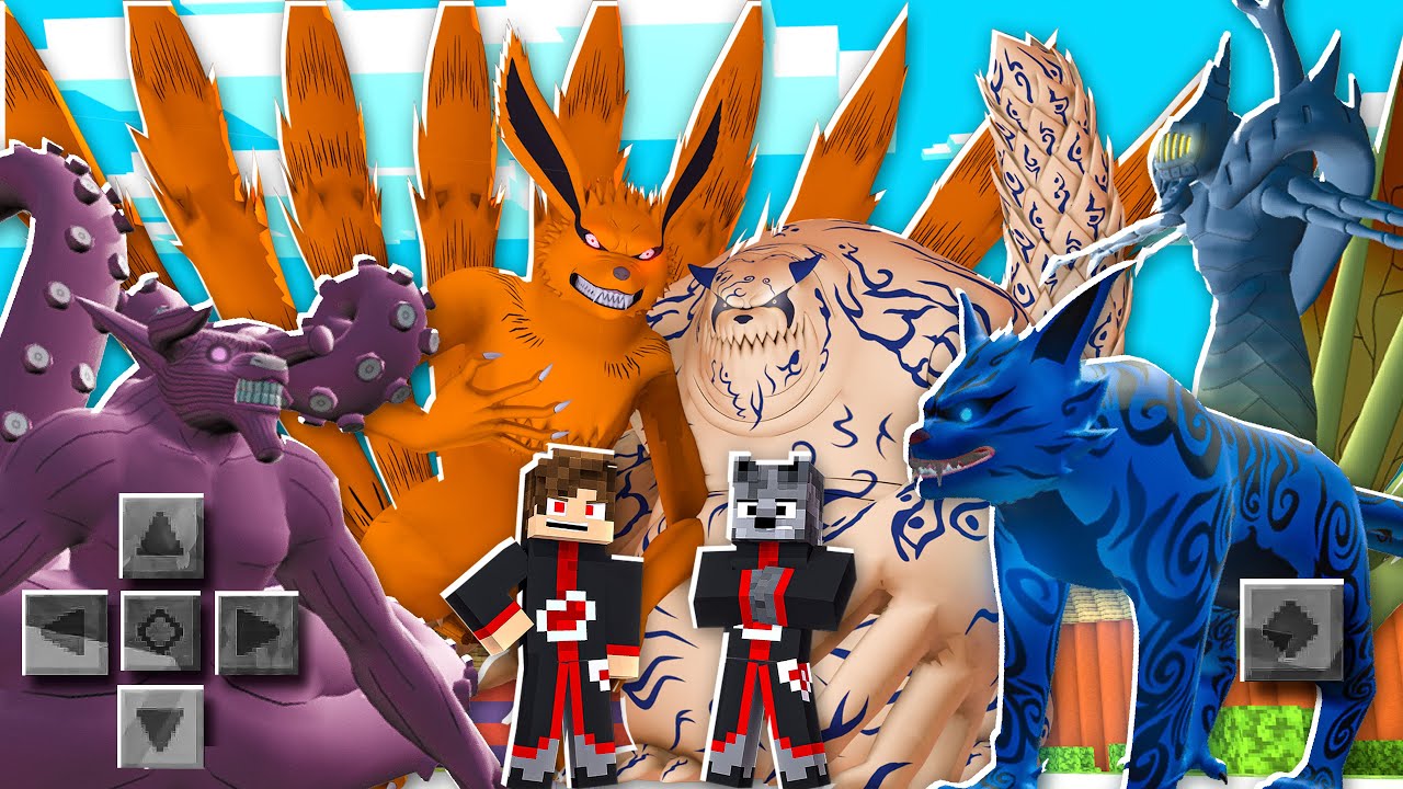 Minecraft PE : Naruto Akatsuki vs Kages #4 - MATATABI, GYUKI E CHÕMEI VS KURAMA NA AKATSUKI!!