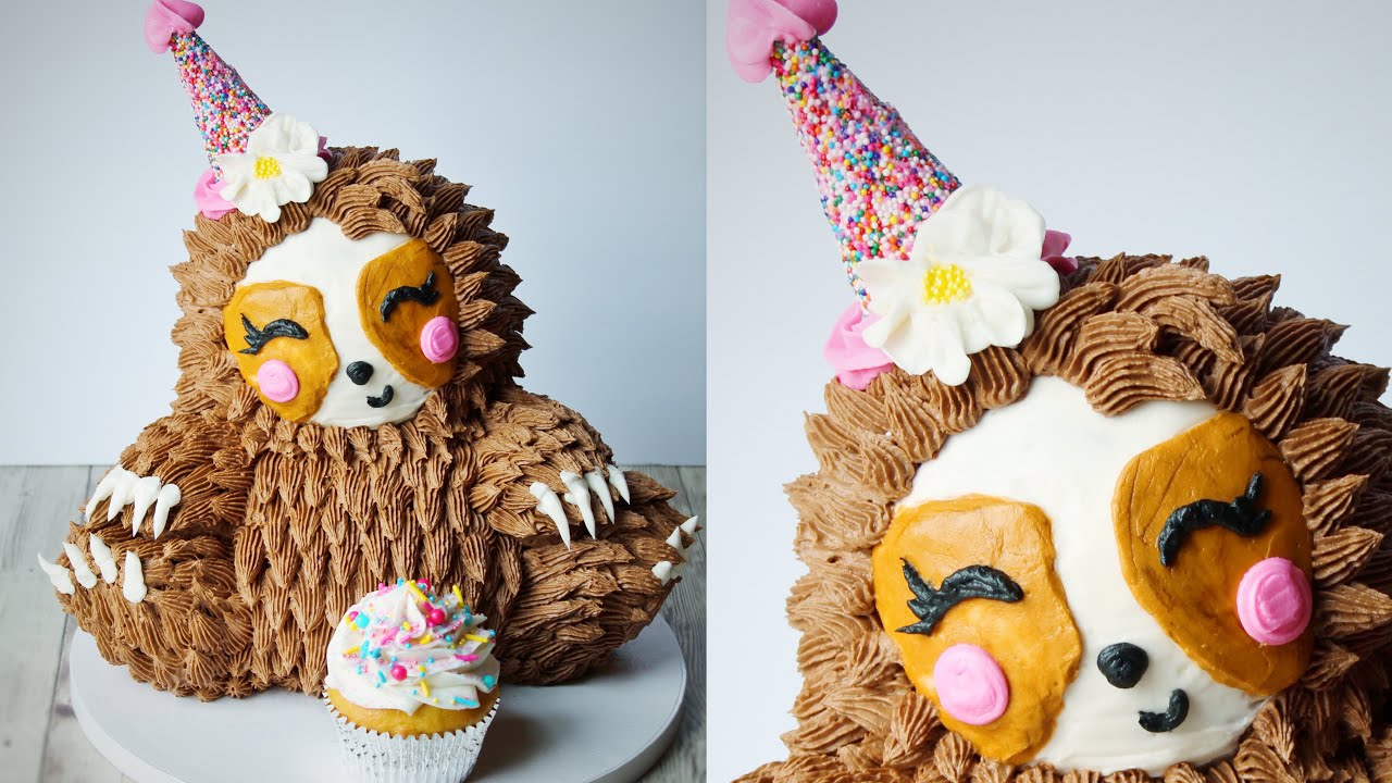 Sloth cake decorating tutorial - sculpted and decorated with buttercream