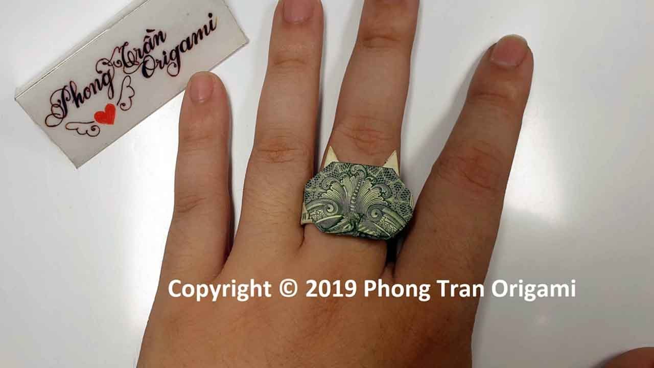 Phong Tran Origami | Dollar Bill Origami Ring Cat | Money Origami