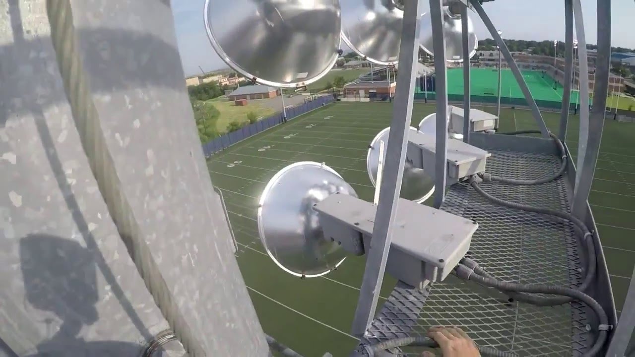 Servicing stadium lights