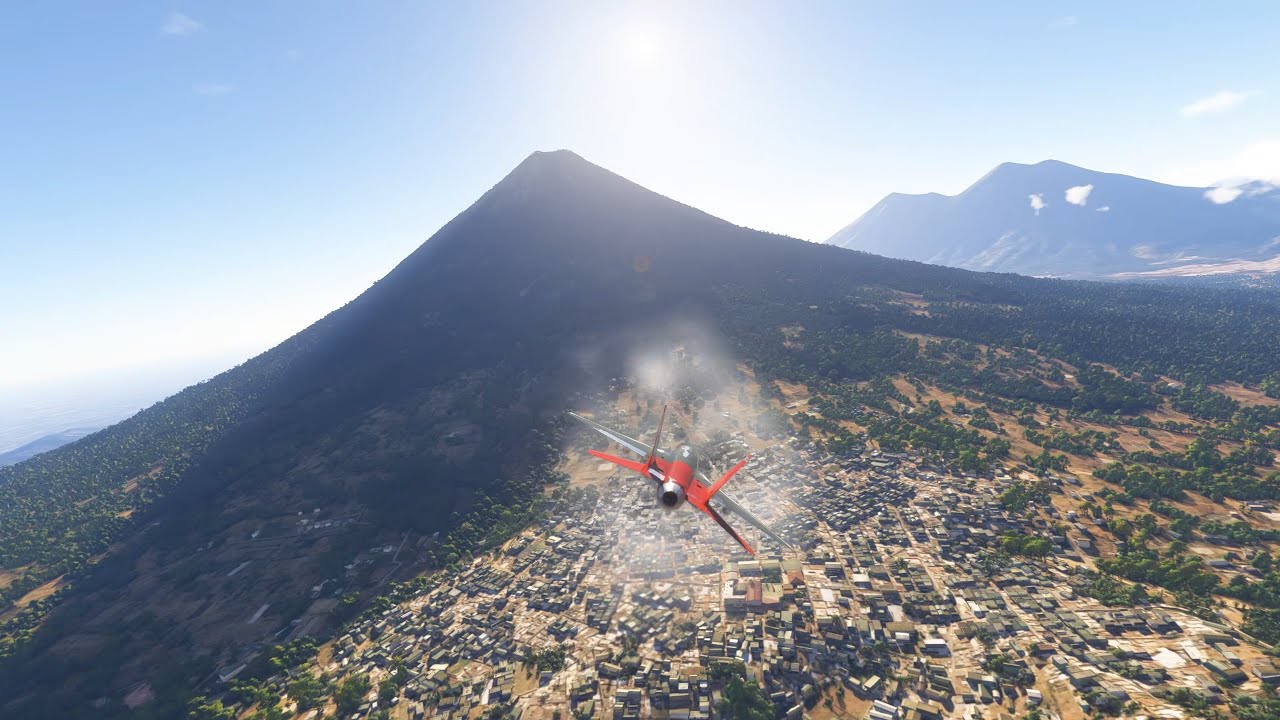 T-7A Red Hawk in Guatemala City and volcanoes. Microsoft Flight Simulator 2024