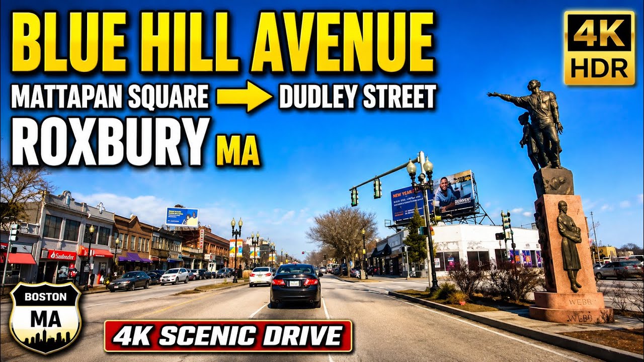 🚘 Blue Hill Avenue | Mattapan Square to Dudley Street Roxbury MA | 4K Scenic Drive - 1/6/22