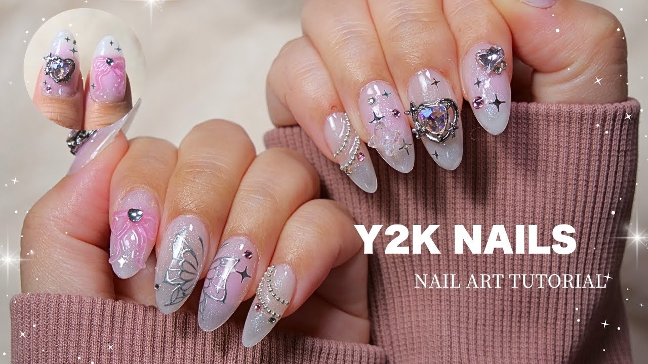 Y2K Nails | Make Nails ASMR | Nail Art Tutorial | Butterfly Nail art | GEL-X Tutorial