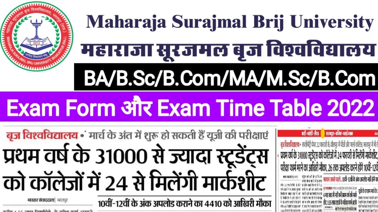 MSBU Exam Form 2022 | MSBU Exam 2022 | MSBU Exam Time Table 2022