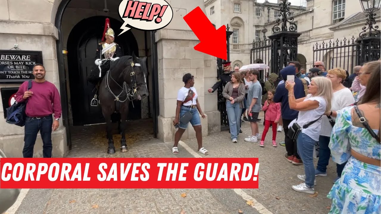 Corporal Rescues Horse Guard from Disrespectful Tourists Storming Inside the Box