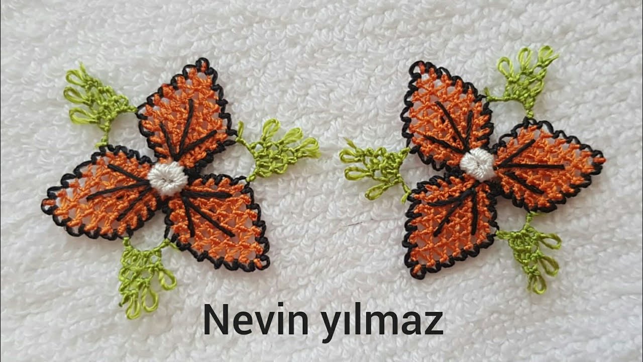 İĞNE OYASI ÜÇ YAPRAKLI ÇİCEK YAPIMI🌺 Hermosa flor
